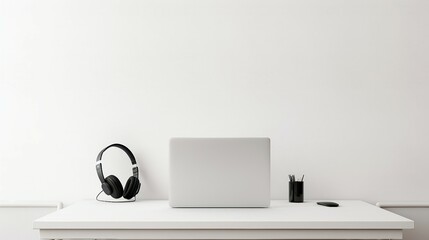 white minimalistic podcast position with copy space 