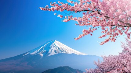 cherry blossoms with beautiful mountain views