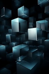 3d abstract dark cube background with minimalist geometric shapes for modern web vertical design
