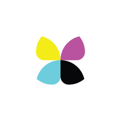 butterfly logo print cmyk icon vector design