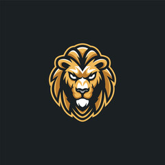 A lion head mascot logo on a black background