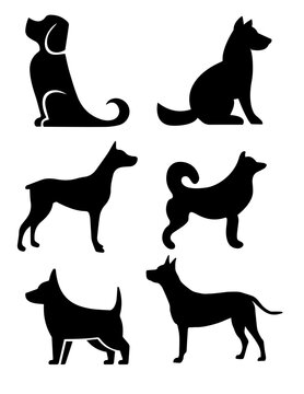 set of dog silhouettes