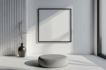 Contemporary Minimalist Frame Mockup - Light-Filled Industrial Style Interior with Poster Placeholder