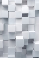 Minimalist 3d geometric white grey cube background, high-quality abstract design for cover and web, vertical