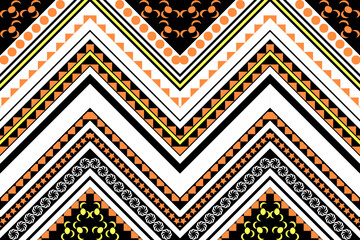 mexico pattern ethnic designs geometric shapes Triangular color tear drop ikat Orange white yellow black tribal pattern designs pattern for Textile printing business Wallpaper, carpet fabric Cushions