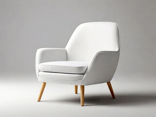 Modern white leather chair isolated on grey background. 3d render. Created using generative AI tools