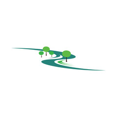 river landscape logo vector illustration design