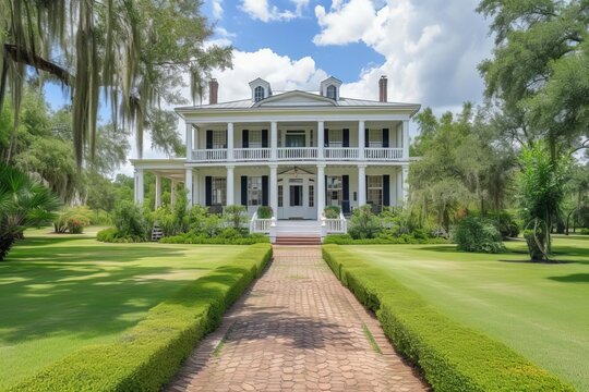 Classic southern plantation with grand porches and historic charm