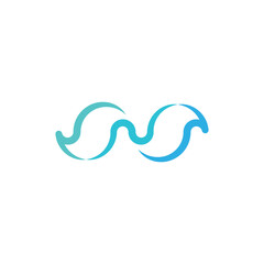 water wave blue letter n logo icon vector design