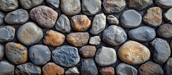 Exquisite Texture of a Wall Made with River Stone