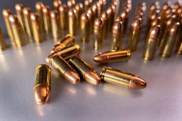 bullets on silver background