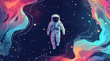 Vector illustration pastel color of space Astronauts and galaxy background. - obrazy, fototapety, plakaty