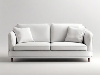 White leather sofa with pillows on a white background. 3d rendering. Created using generative AI tools