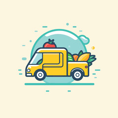 Food delivery in cartoon, doodle style. Image for t shirt. Isolated 2d vector illustration in logo, icon, sketch style, Eps 10. AI Generative