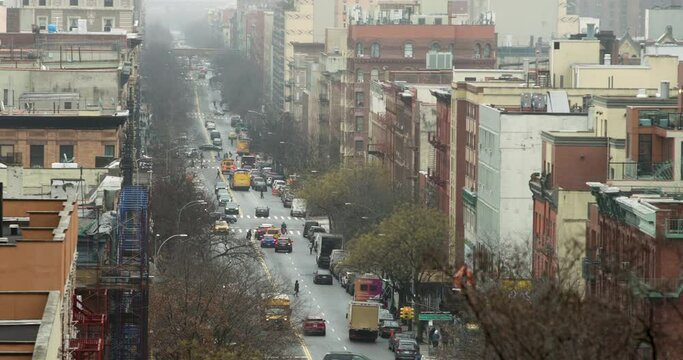 116th Street in Upper Manhattan from High Angle, Time-Lapse