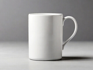 Obraz premium White mug on a gray background. Close-up. Studio photography. Created using generative AI tools