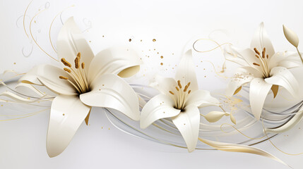 Lilies White Background, Hd Wallpapers PC, Background for presentations 