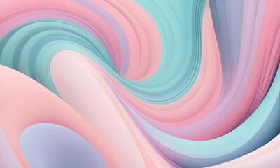 Discover a dreamy 3D abstract background blending pastel colors and swirling shapes