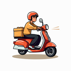 Food delivery in cartoon, doodle style. Image for t shirt. Isolated 2d vector illustration in logo, icon, sketch style, Eps 10. AI Generative