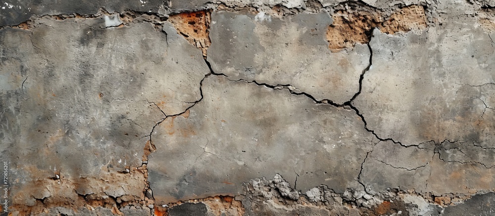 Sticker Captivating Image of an Old, Damaged Concrete Slab Which Shows Armature in Stunning Detail