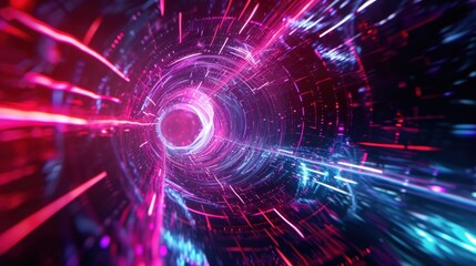 Obraz premium Beautiful abstract scifi tunnel background vibrant color.