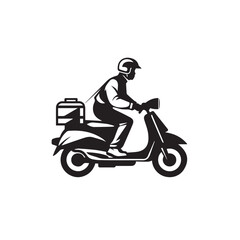 Fototapeta na wymiar Food delivery in cartoon, doodle style. Image for t shirt. Isolated 2d vector illustration in logo, icon, sketch style, Eps 10. AI Generative
