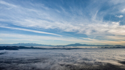 Overlooking the fog-filled Elsinore Valley at sunrise in southern California