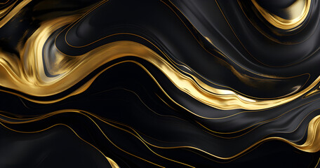 Abstract marble background fluid art painting alcohol ink style with a mix of black, gold colours