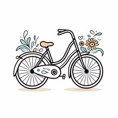 Bicycle in cartoon, doodle style. Image for t shirt. Isolated 2d vector illustration in logo, icon, sketch style, Eps 10. AI Generative