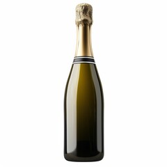 Studio Photography of a Blank Empty Champagne Bottle on a White Background for Cutout Designs, Champagne Marketing Photo