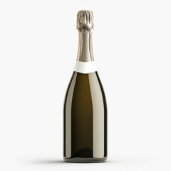 Studio Photography of a Blank Empty Champagne Bottle on a White Background for Cutout Designs, Champagne Marketing Photo