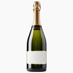 Studio Photography of a Blank Empty Champagne Bottle on a White Background for Cutout Designs, Champagne Marketing Photo