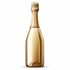 Studio Photography of a Blank Empty Champagne Bottle on a White Background for Cutout Designs, Champagne Marketing Photo