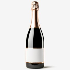 Studio Photography of a Blank Empty Champagne Bottle on a White Background for Cutout Designs, Champagne Marketing Photo