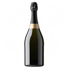 Studio Photography of a Blank Empty Champagne Bottle on a White Background for Cutout Designs, Champagne Marketing Photo