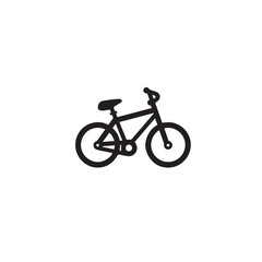 Bicycle in cartoon, doodle style . Image for t shirt. Isolated 2d vector illustration in logo, icon, sketch style, Eps 10, black and white. AI Generative