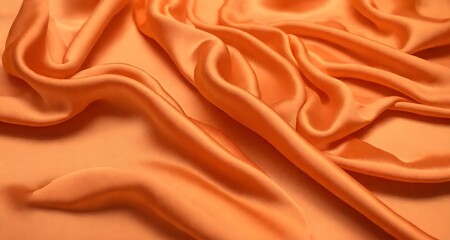 Orange abstract silk fabric texture for background. Colorful matte background with space for design. Tinted canvas fabric. Silk satin fabric.