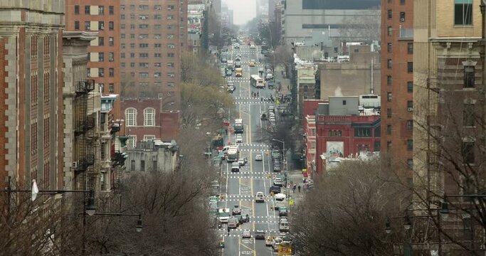 Telephoto Shot of Amsterdam Ave in Upper Manhattan, NYC
