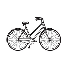 Bicycle in cartoon, doodle style . Image for t shirt. Isolated 2d vector illustration in logo, icon, sketch style, Eps 10, black and white. AI Generative