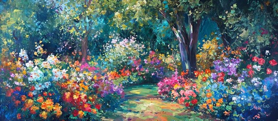 Captivating Garden Paysage with Colorful Flowers: A Garden Paysage that Flourishes with an...