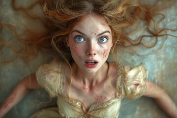 Fototapeta premium Startled Young Woman with Intense Expression