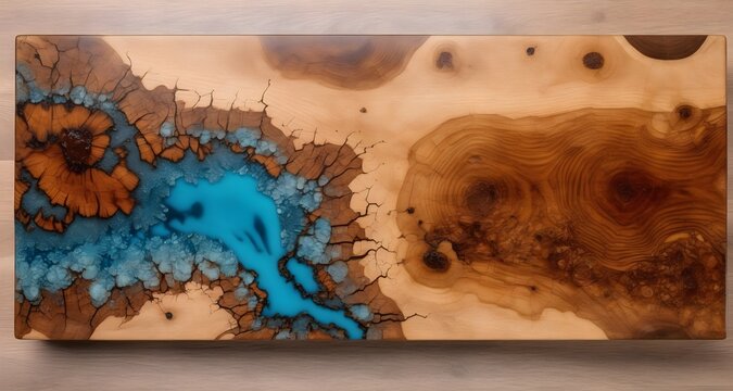 Table top made of slab and epoxy resin. The surface of the old brown wood texture, top view brown pine wood paneling. Top view of the tabletop.
