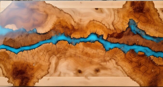 Table top made of slab and epoxy resin. The surface of the old brown wood texture, top view brown pine wood paneling. Top view of the tabletop.