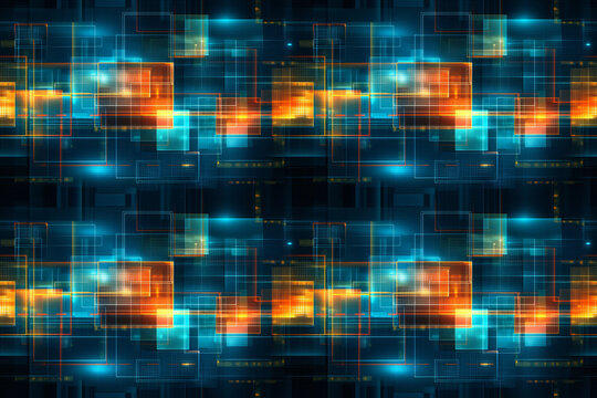 Abstract Holographic Square Patterns. Seamless Repeatable Background.