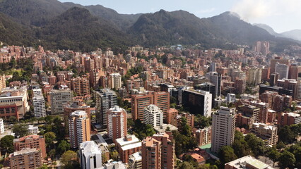 aerial view of parks and streets of the city of Bogota