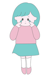 シクシクと泣いている女の子のイラスト