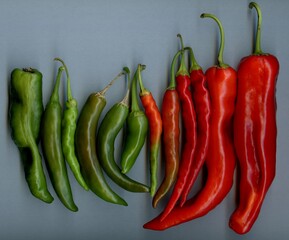 Green and red chilli peppers