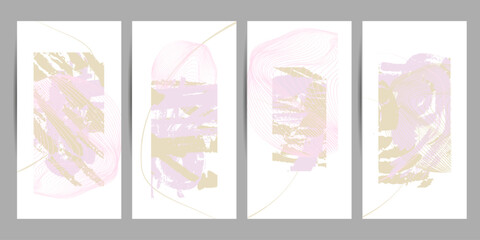 Picturesque in the style of impasto strokes Simple comfortable paint brush soothing pastel muted pale calm tones card templates set. Collection of romantic invitations