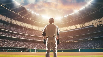 baseball player standing on the field - obrazy, fototapety, plakaty
