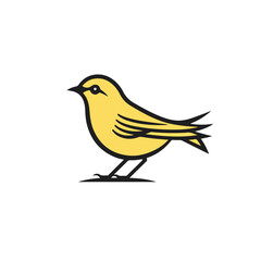 Simple Logo of a Canary, 2D Flat Vector Style.